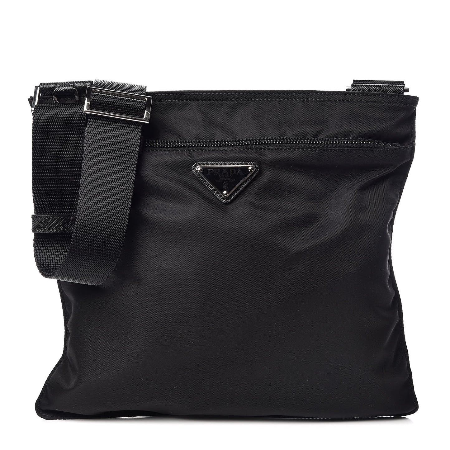 Nylon Vela Small Flat Messenger Bag Black