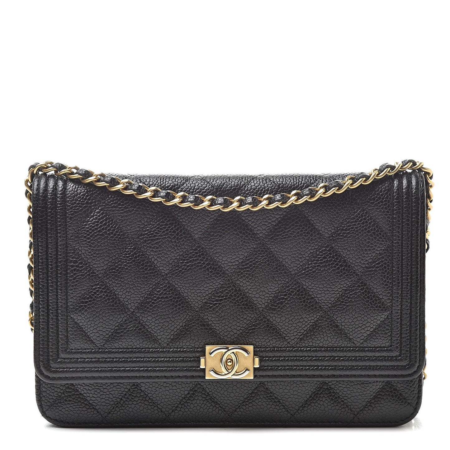 Caviar Quilted Boy Wallet On Chain WOC Black