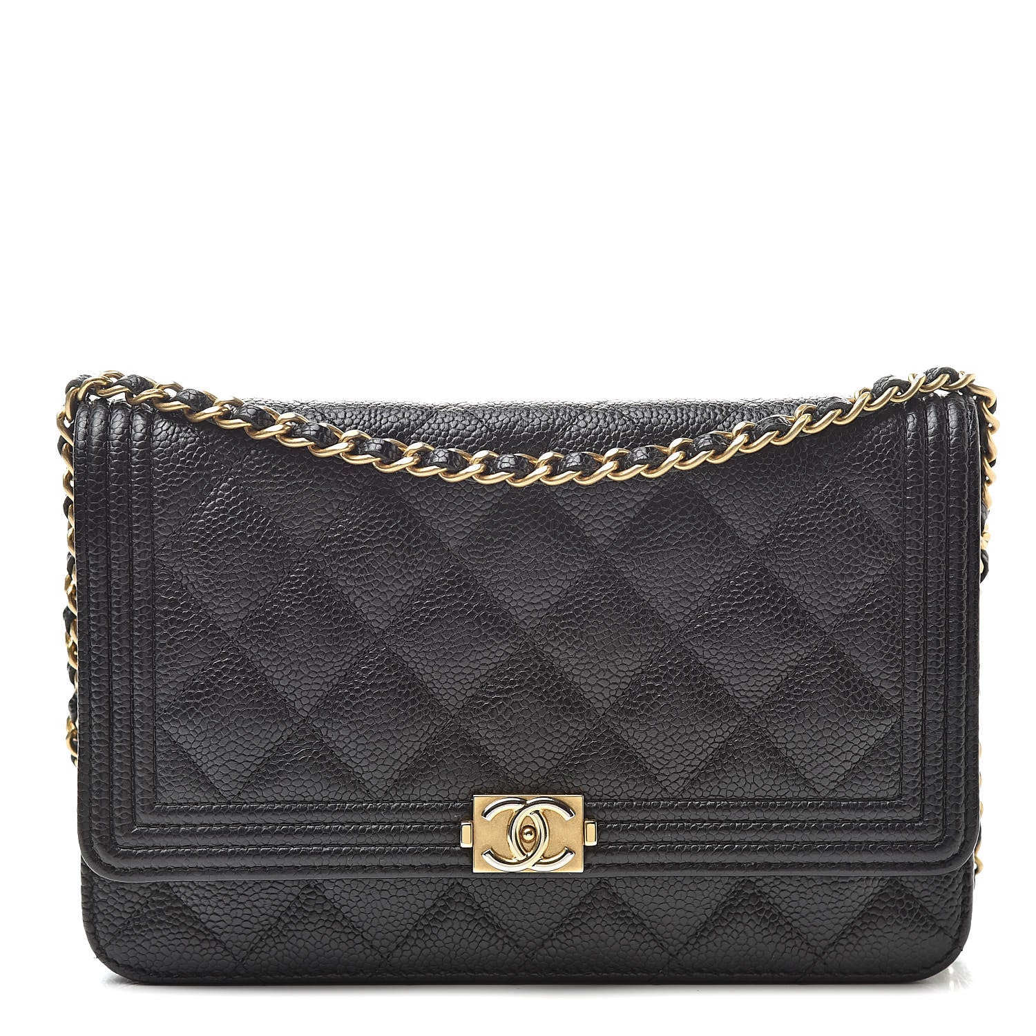 Chanel Caviar Quilted Boy Wallet On Chain WOC Black 1 of 12