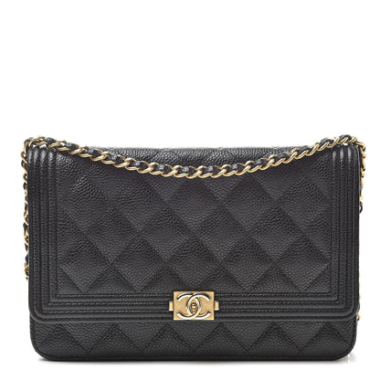 Chanel Caviar Quilted Boy Wallet On Chain WOC Black 1 of 12