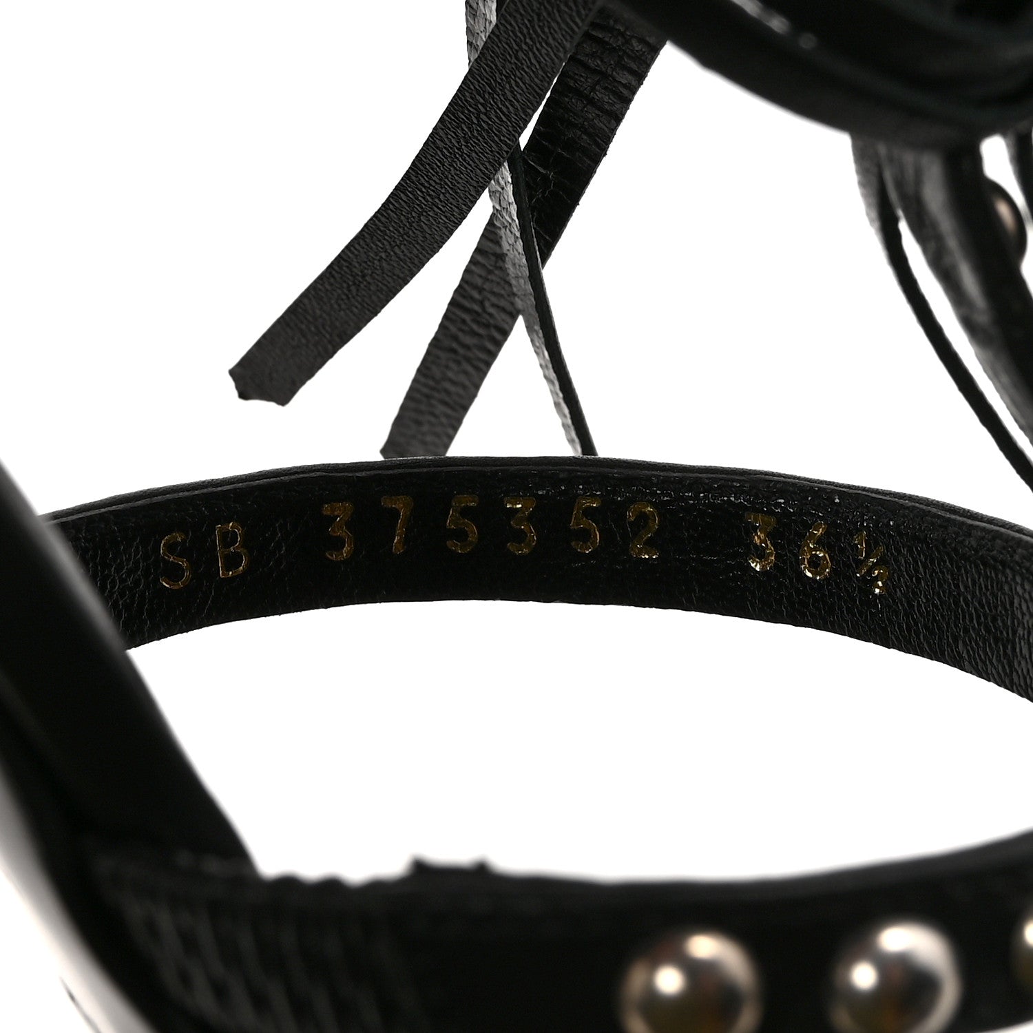 Saint Laurent Calfskin Studded Fringe Cyuko Sandals 36.5 Black 9 of 10