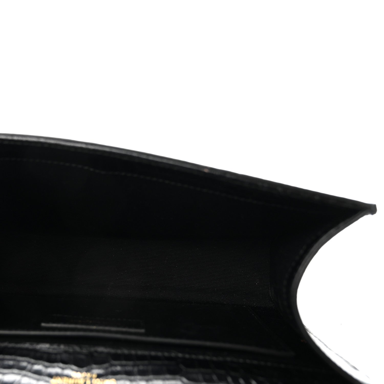 Saint Laurent Calfskin Crocodile Embossed Medium Classic Monogram Kate Tassel Satchel Black 5 of 9