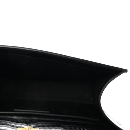 Saint Laurent Calfskin Crocodile Embossed Medium Classic Monogram Kate Tassel Satchel Black 5 of 9
