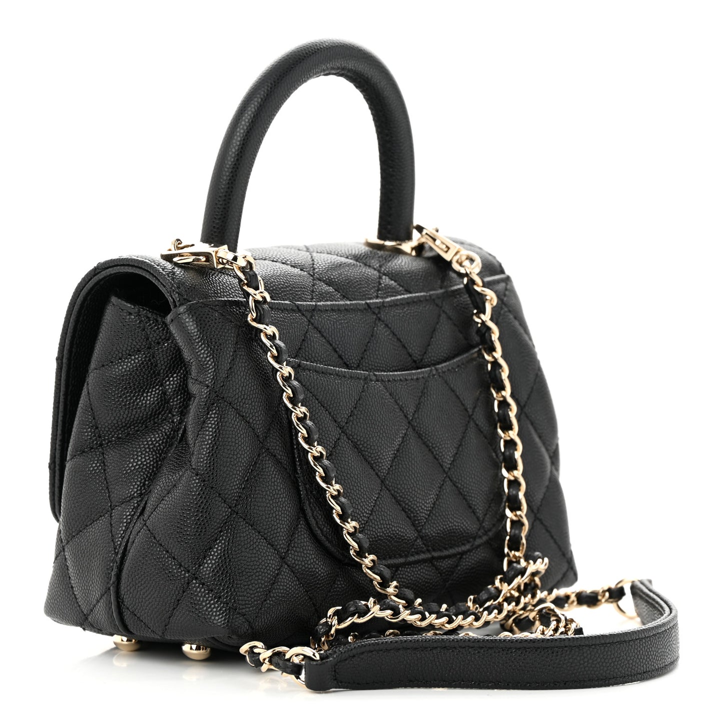 Caviar Quilted Extra Mini Coco Handle Flap Black