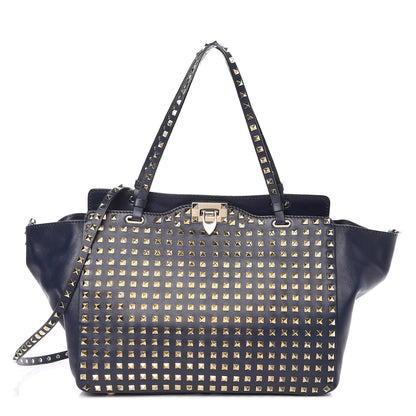 Valentino Garavani Vitello Medium Rockstud All Over Tote Marine 1 of 15