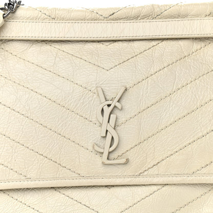 Saint Laurent Crinkled Calfskin Matelasse Monogram Large Niki Chain Satchel Ivory 7 of 12