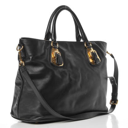 Prada Soft Calf Shopping Tote Black 3 of 15