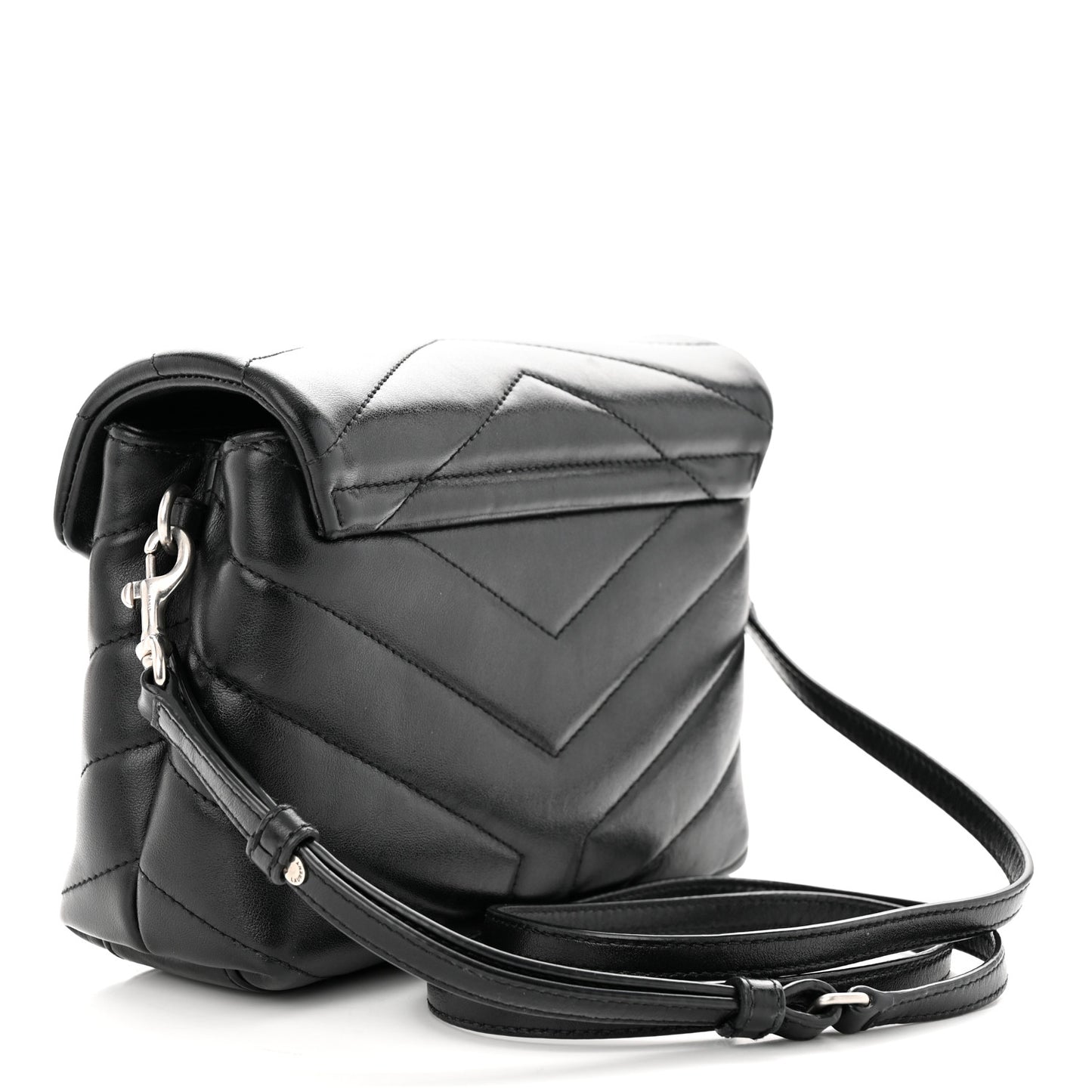 Calfskin Y Quilted Monogram Toy Loulou Crossbody Bag Black