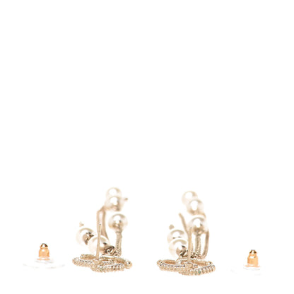 Chanel Glass Pearl CC Long Drop Earrings Gold 3 of 5
