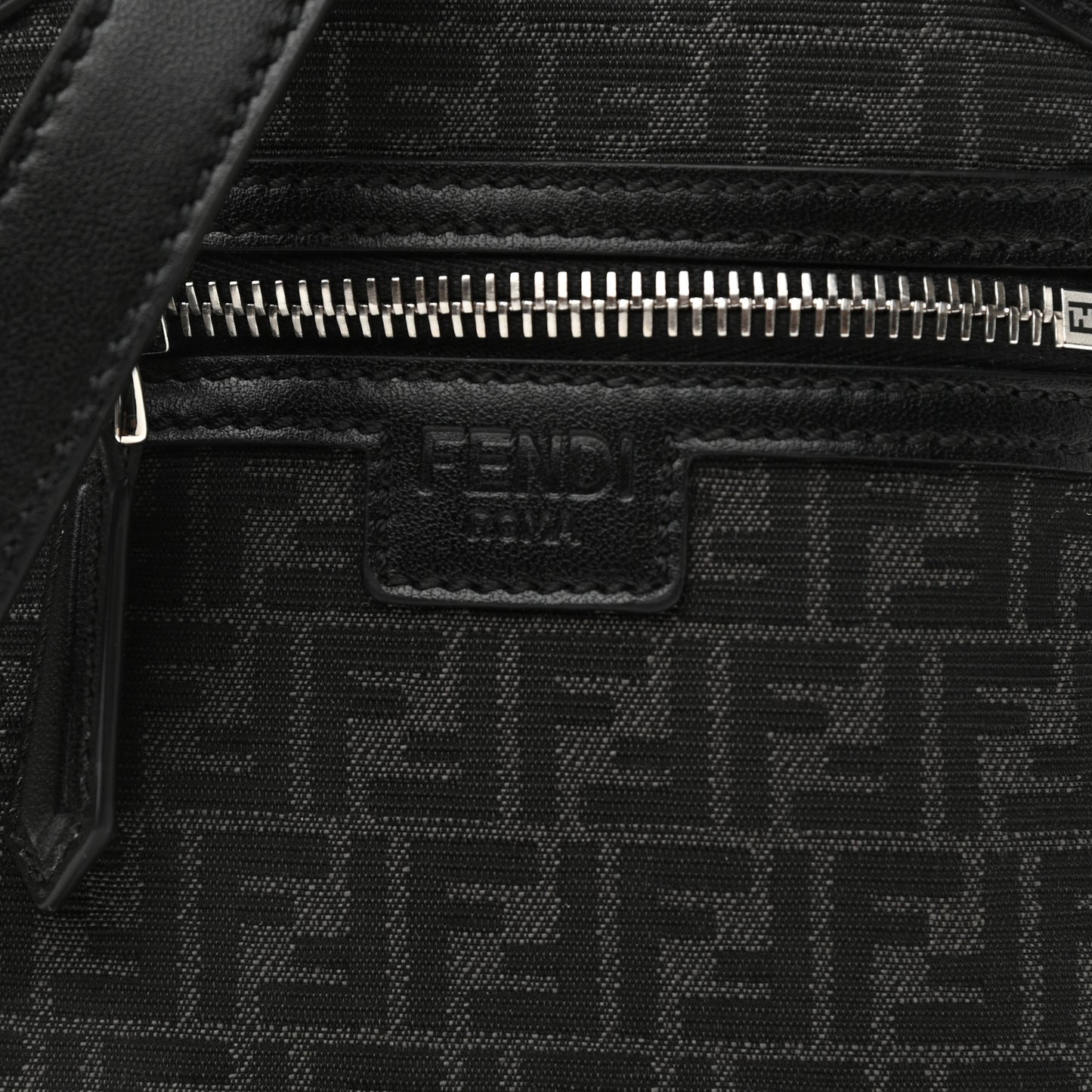 Recycled Fabric Jacquard Vitello Astro Micro FF Mini Trolley Bag Asfalto Black