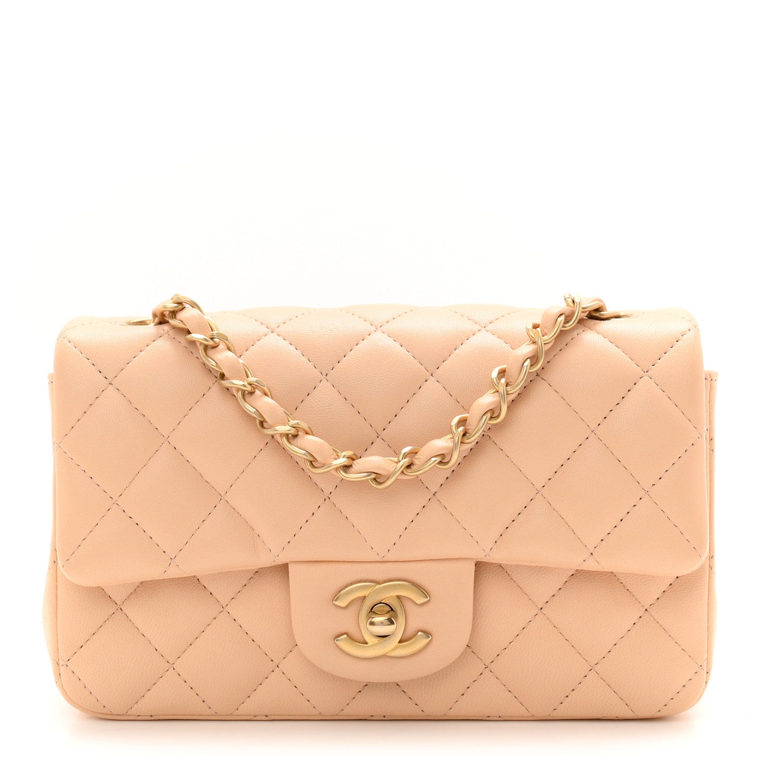 Chanel Lambskin Quilted Mini Rectangular Flap Beige 1 of 10