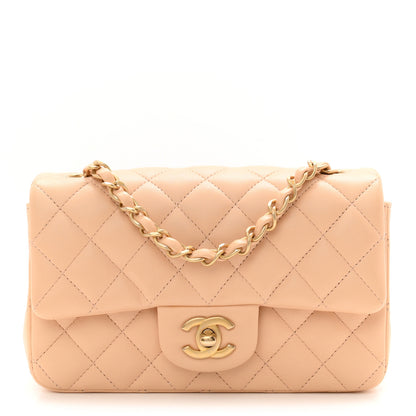 Chanel Lambskin Quilted Mini Rectangular Flap Beige 1 of 10