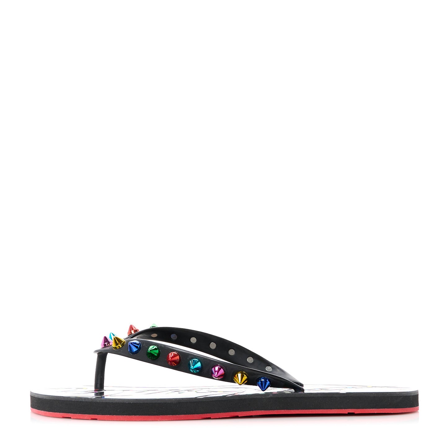 Rubber Spike Loubi Donna Flip Flop 38 Black Multicolor