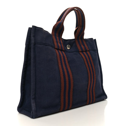 Hermes Canvas Herline PM Tote Navy 3 of 10