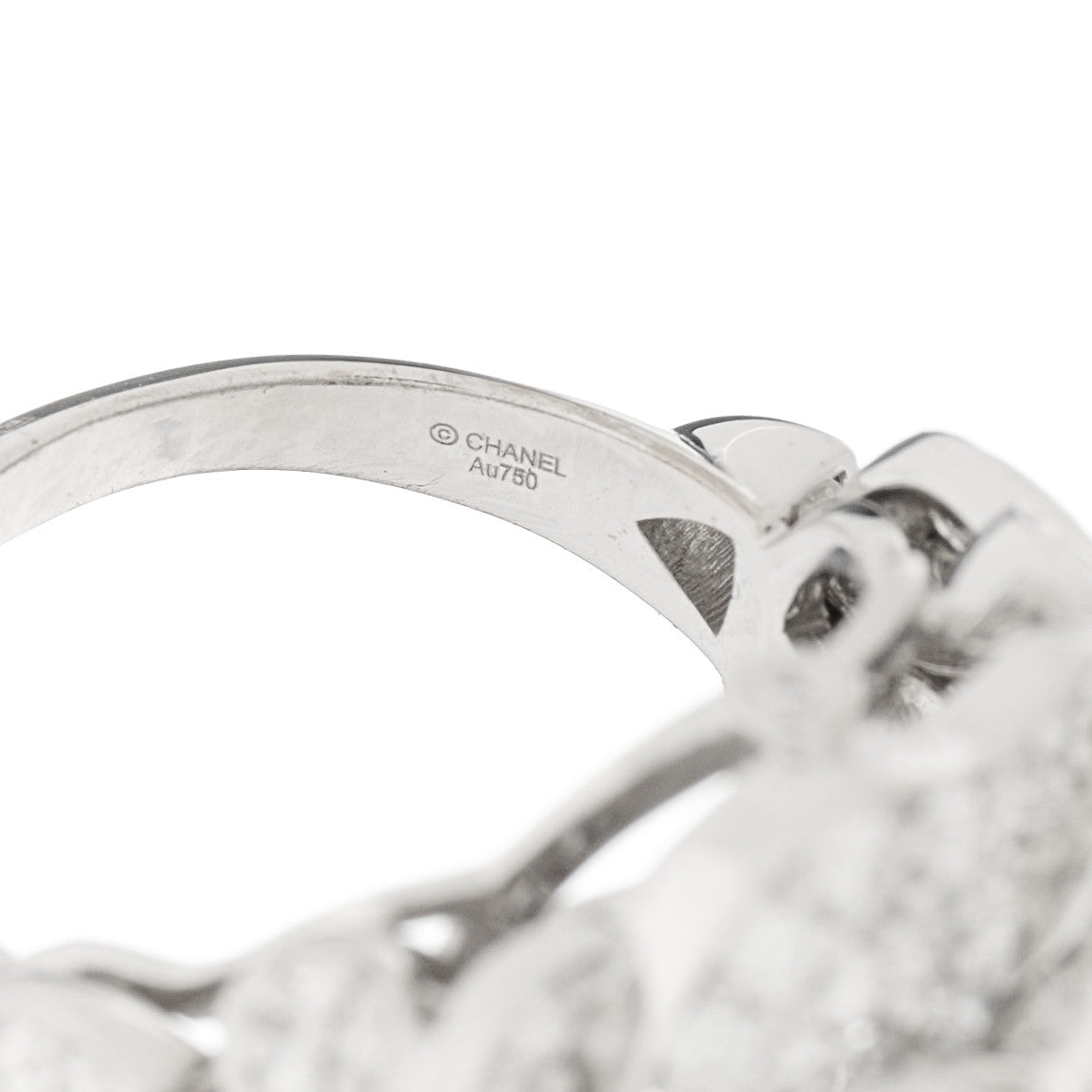 18K White Gold Diamond 3.50ct Bouton de Camelia Ring 52 6