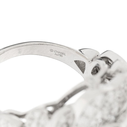 Chanel 18K White Gold Diamond 3.50ct Bouton de Camelia Ring 52 6 8 of 10