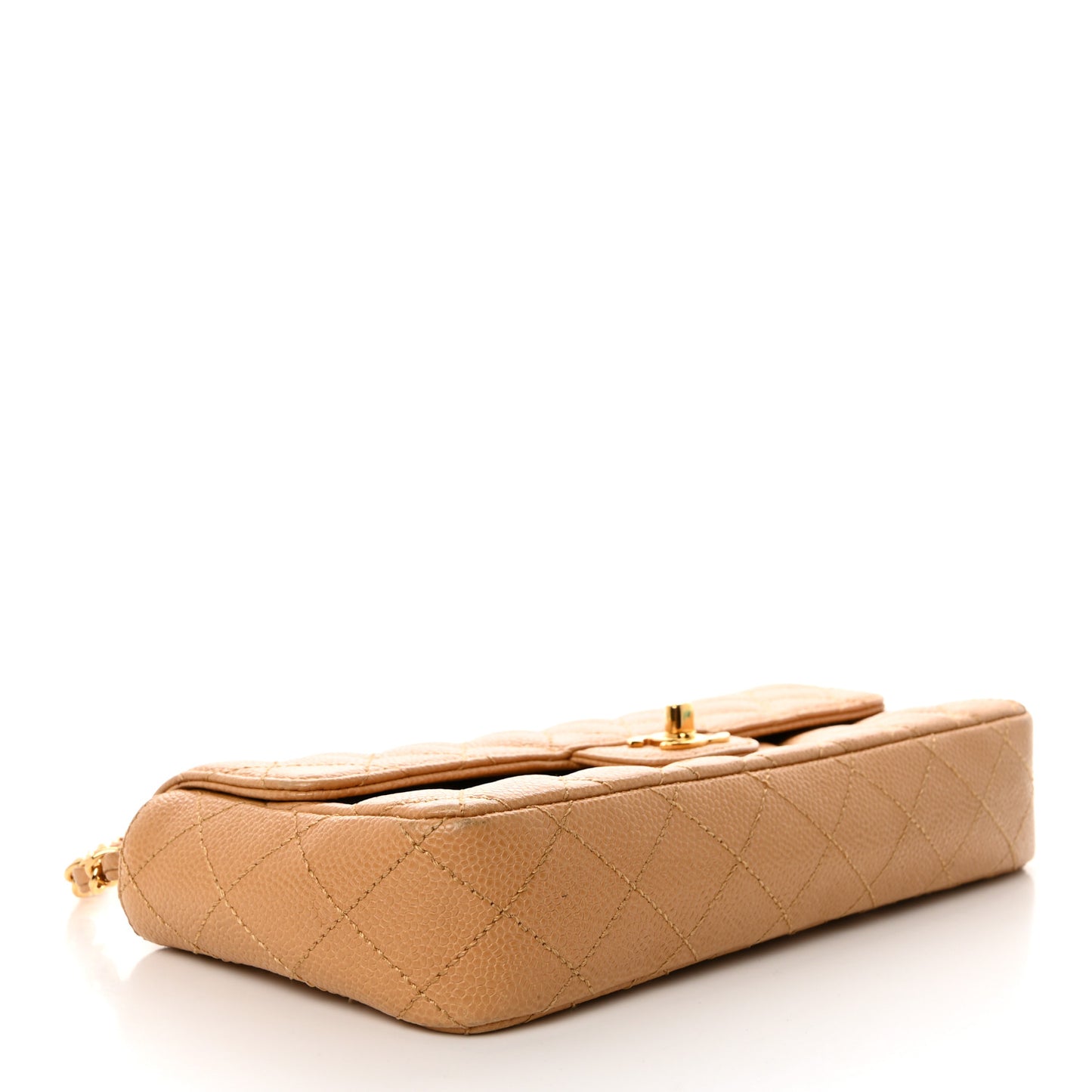 Caviar Quilted East West Flap Beige