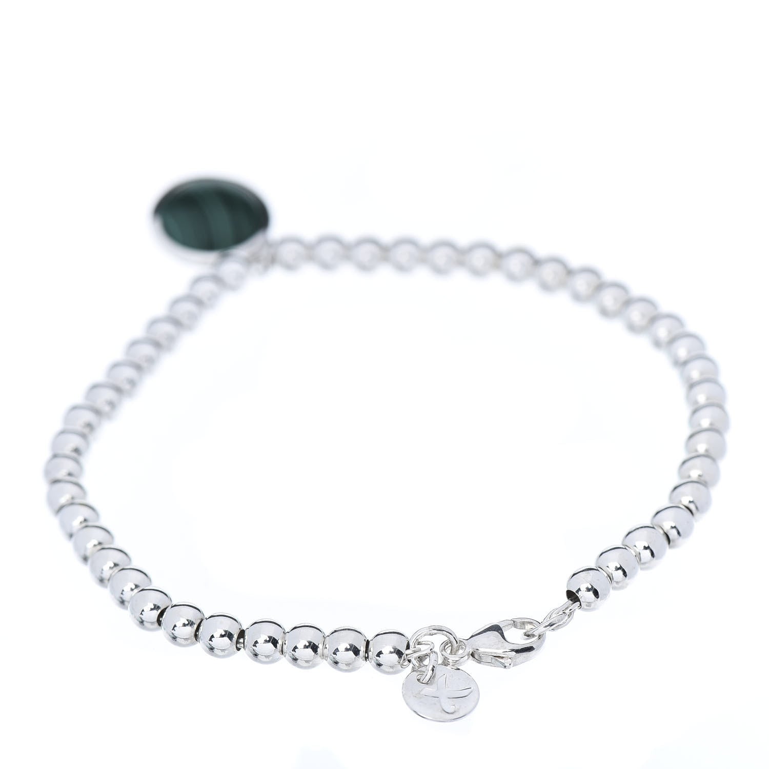 Tiffany Sterling Silver Malachite Paloma's Sugar Stacks Beaded Bracelet 3 of 5