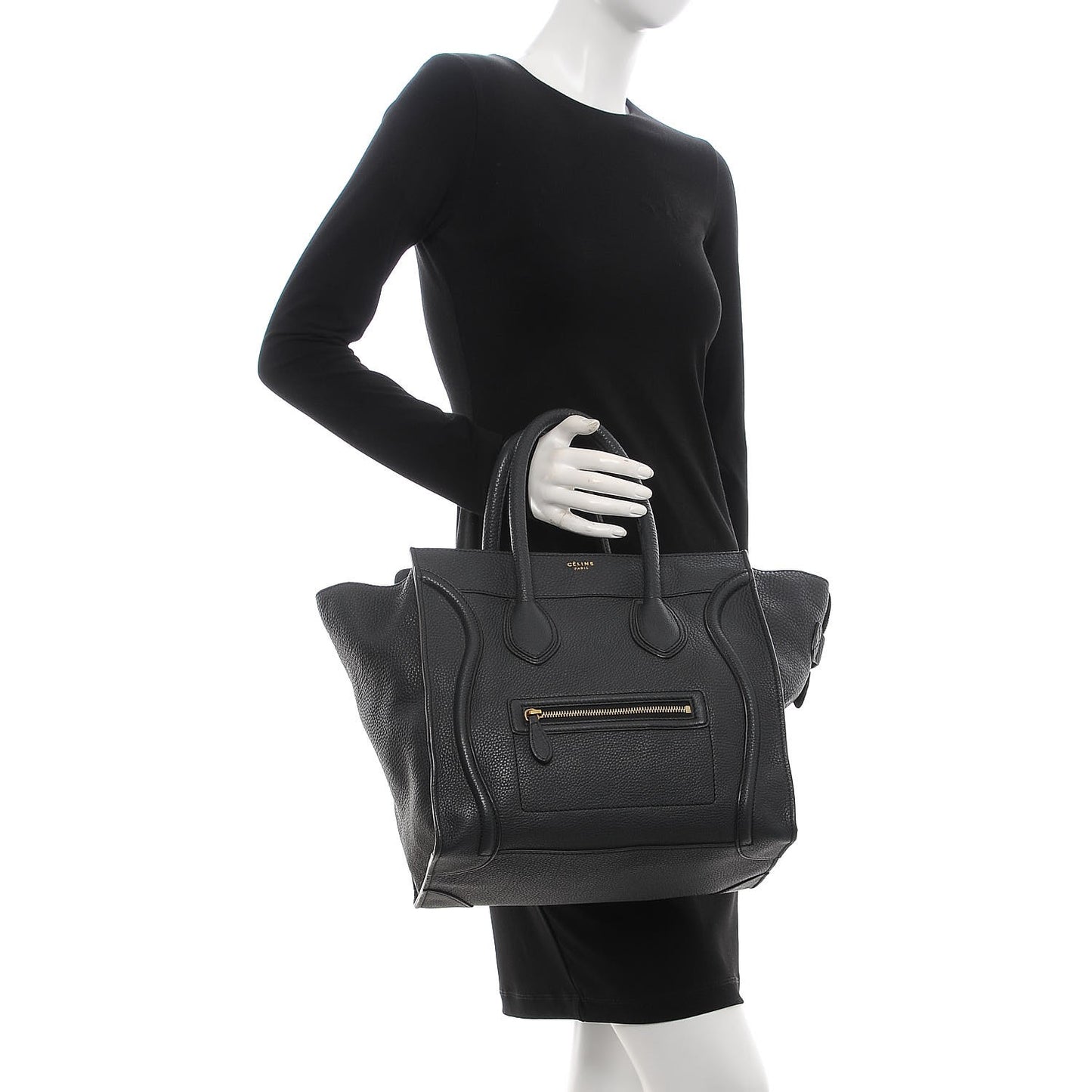 Drummed Calfskin Mini Luggage Anthracite
