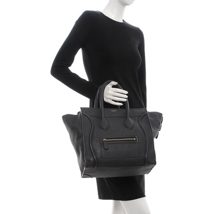 Celine Drummed Calfskin Mini Luggage Anthracite 2 of 7