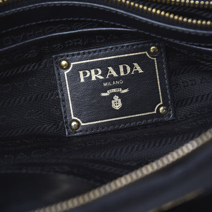 Prada Tessuto Nylon Soft Calfskin Shopping Satchel Black 7 of 12