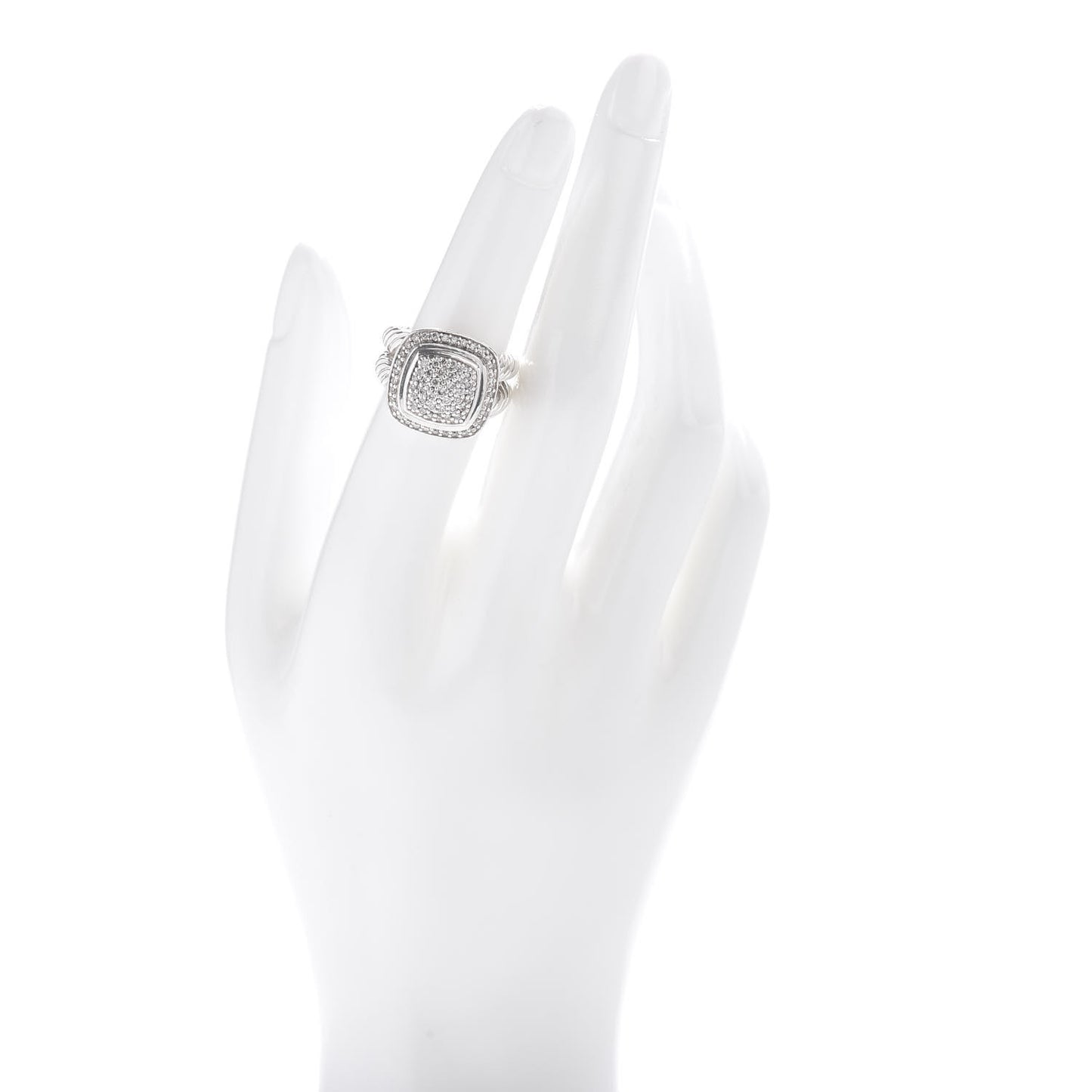 Sterling Silver Diamond 11mm Albion Pave Ring 52 6