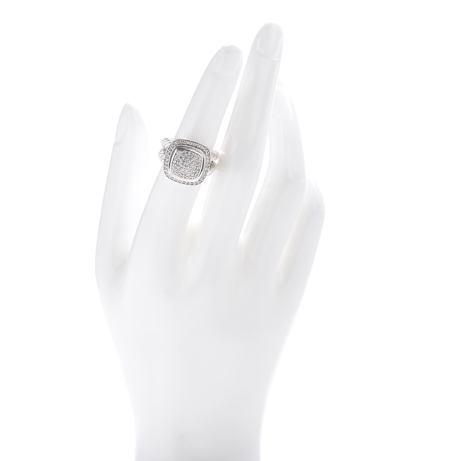 David Yurman Sterling Silver Diamond 11mm Albion Pave Ring 52 6 2 of 5
