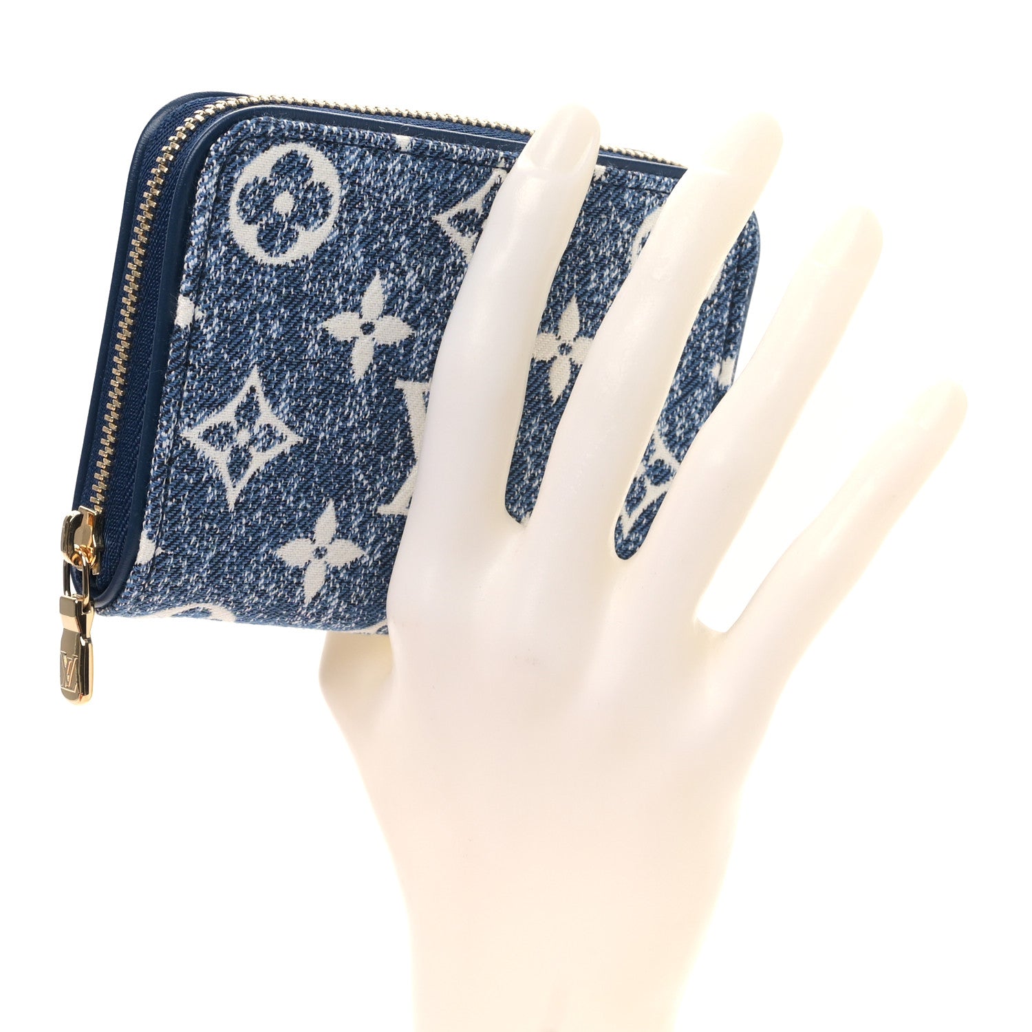 Louis Vuitton Denim Monogram Jacquard Zippy Coin Purse Bleu 2 of 9