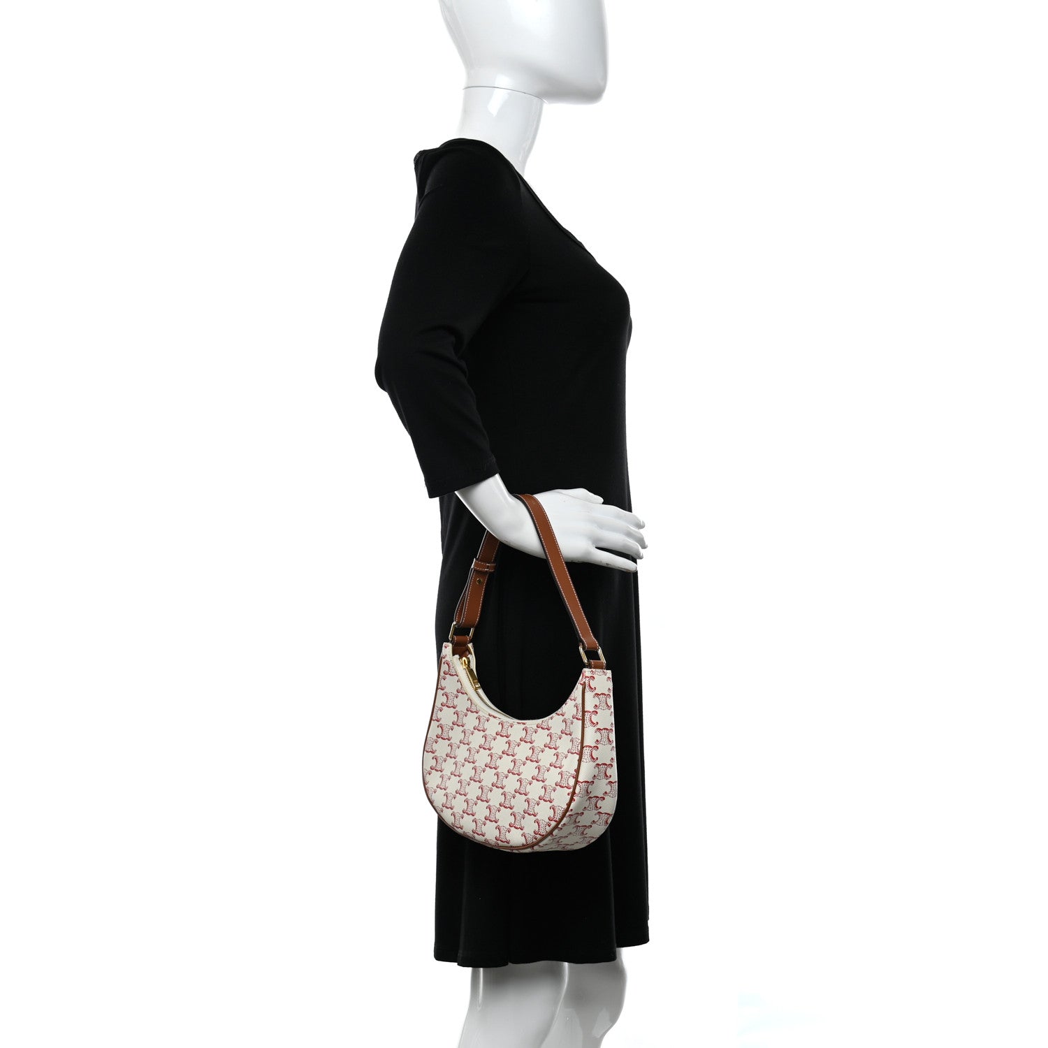 Celine Canvas Calfskin Ava Triomphe Shoulder Bag White 2 of 10