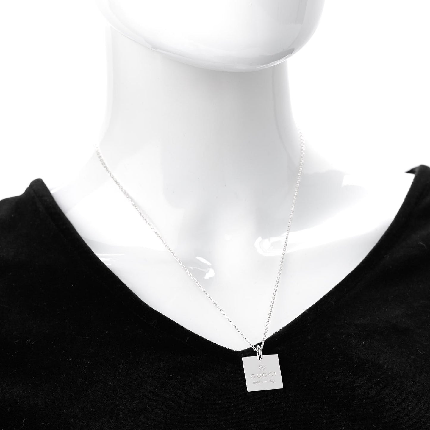 Sterling Silver Trademark Logo Square Pendant Necklace