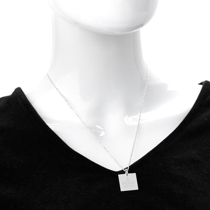 Gucci Sterling Silver Trademark Logo Square Pendant Necklace 2 of 5