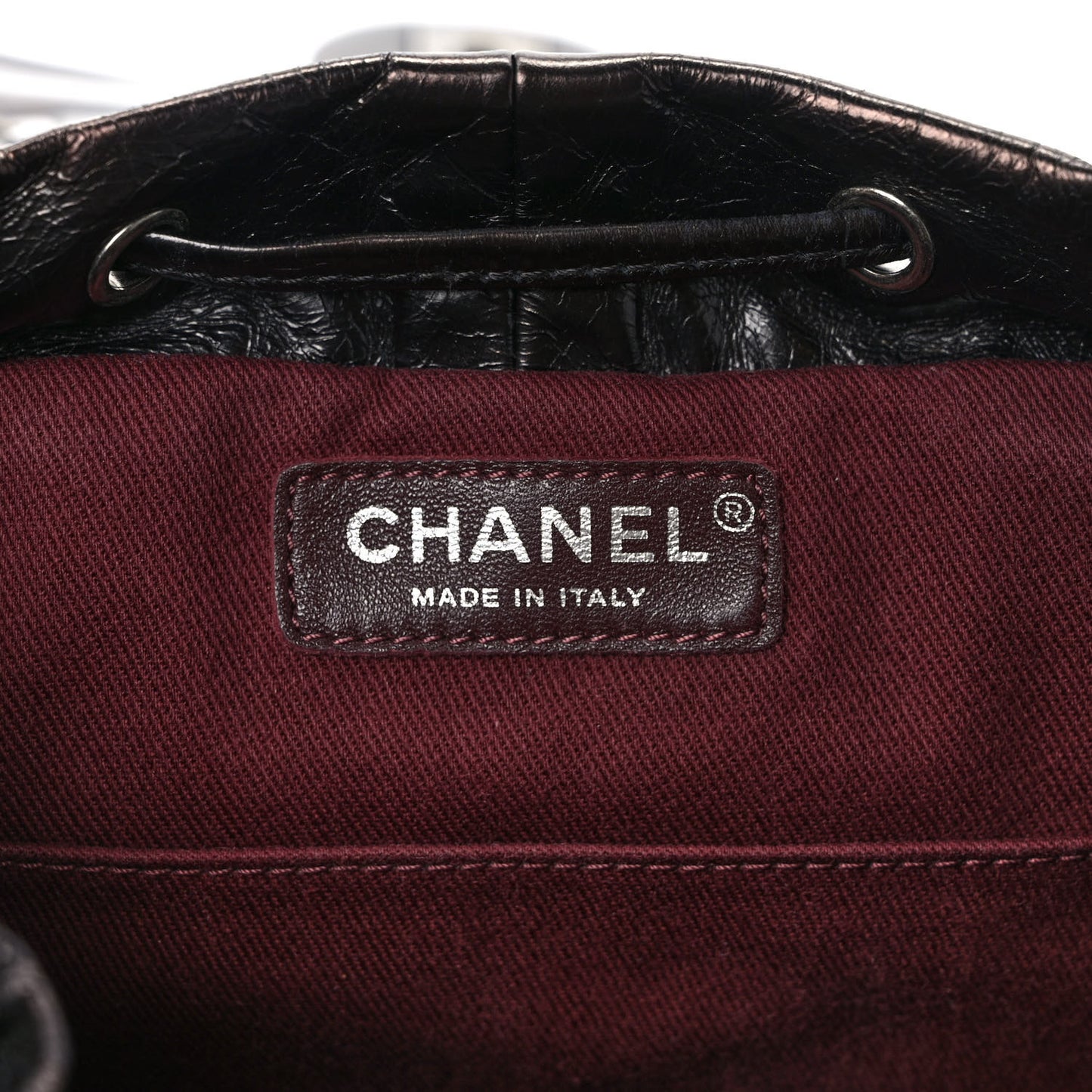 Glazed Calfskin Shearling Quilted Small Mountain Backpack Black Ivory