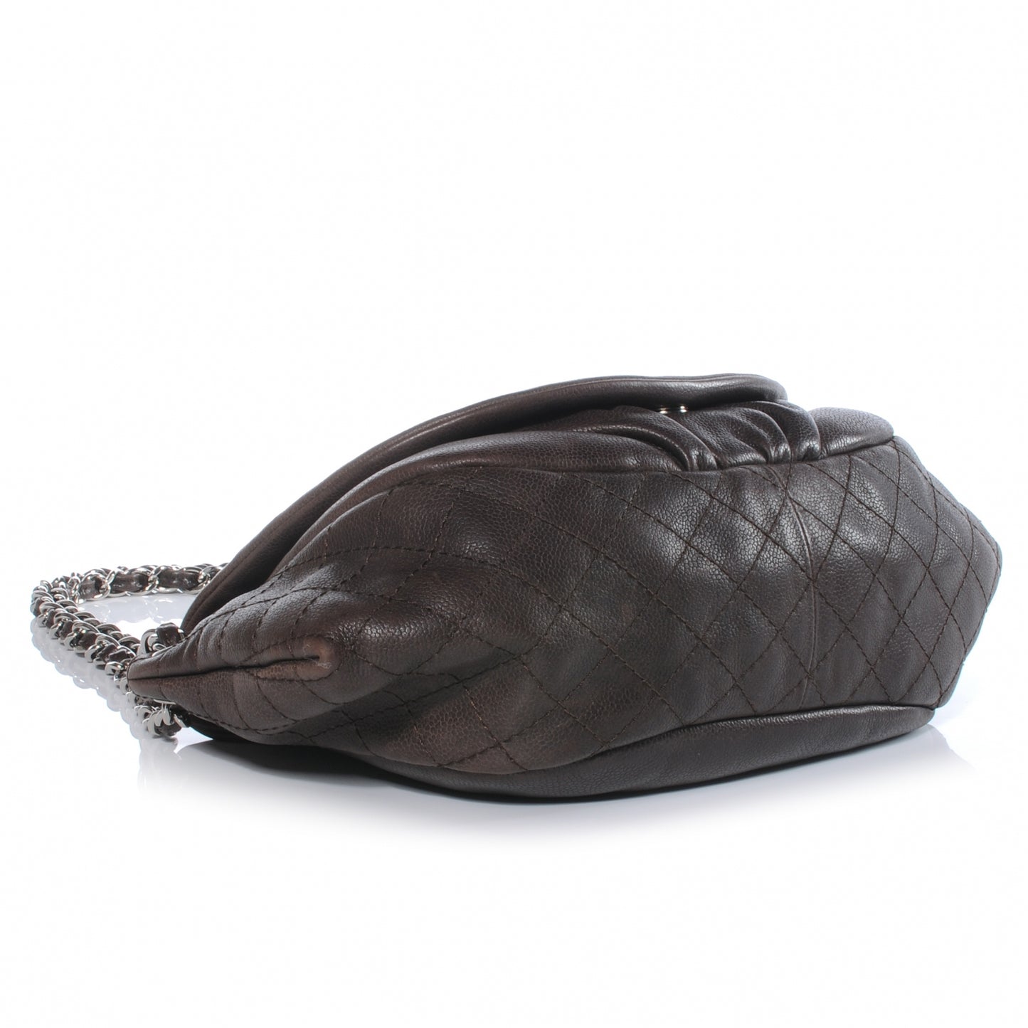 Caviar Half Moon Large Flap Dark Brown