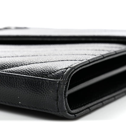 Saint Laurent Grain De Poudre Matelasse Chevron Monogram Chain Wallet Black 10 of 11