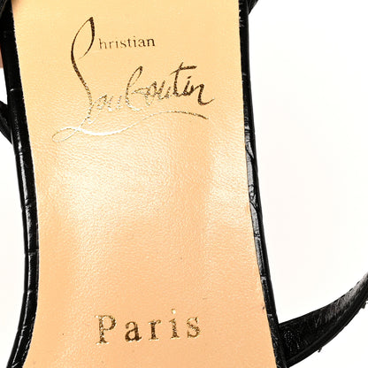 Christian Louboutin Calfskin Alligator Embossed Selima 85 Sandals 38.5 Black 6 of 7