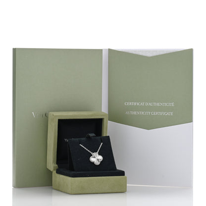 Van Cleef & Arpels 18K White Gold Guilloche Vintage Alhambra Pendant Necklace 5 of 5