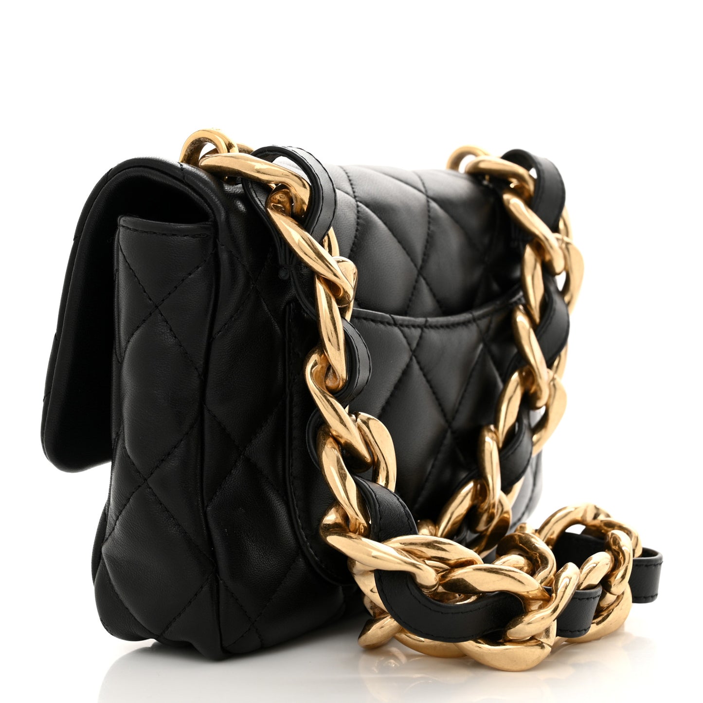 Lambskin Quilted Small Funky Town Flap Black