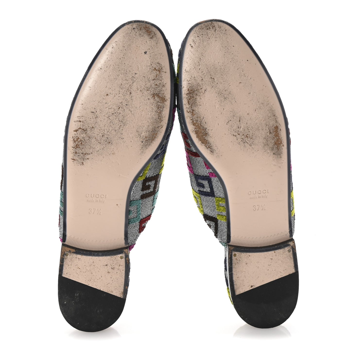 Velvet Lurex Square G Womens Princetown Slippers 37.5 Silver Multicolor