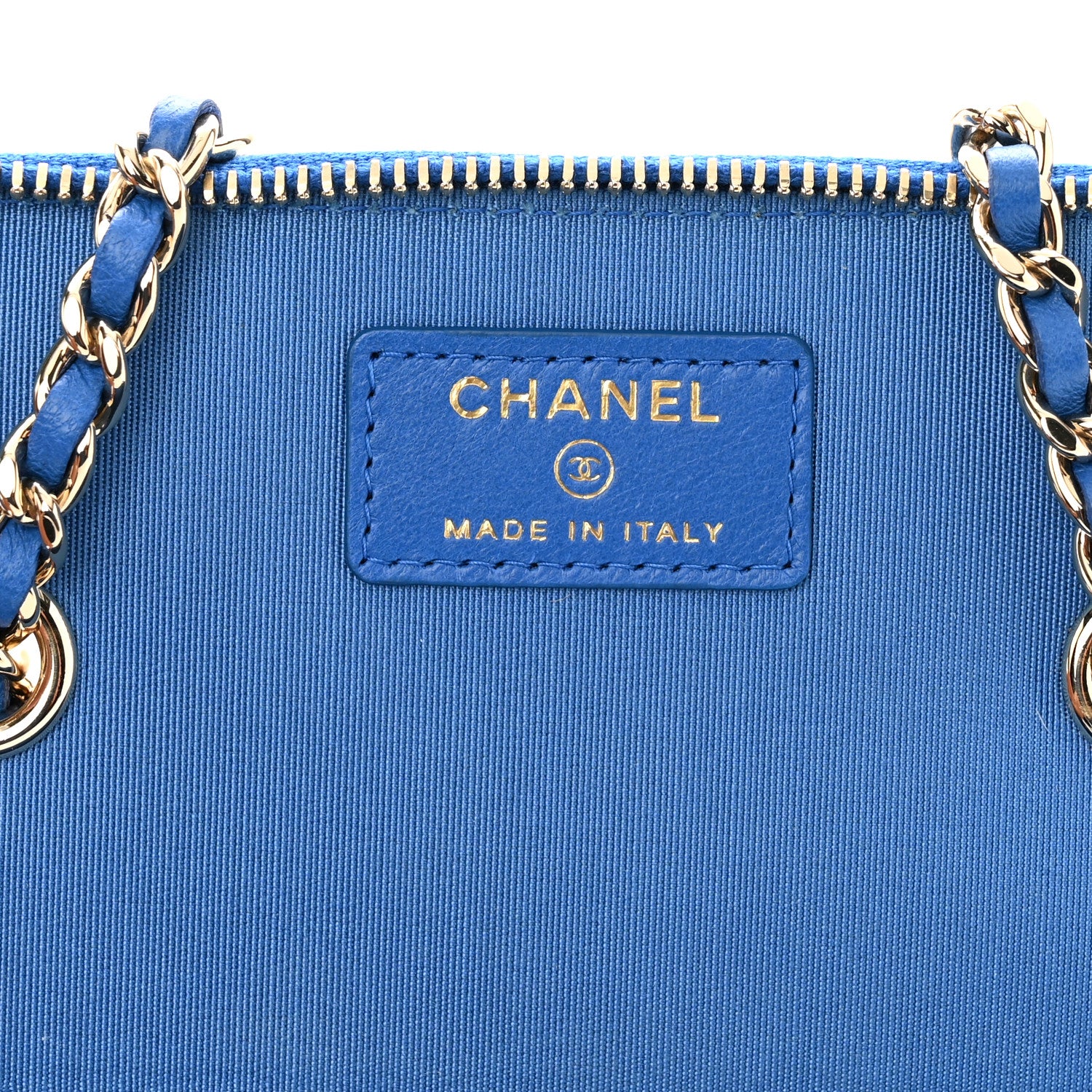 Chanel Raffia Jute Striped Small Vanity Case With Chain Blue Beige 6 of 10
