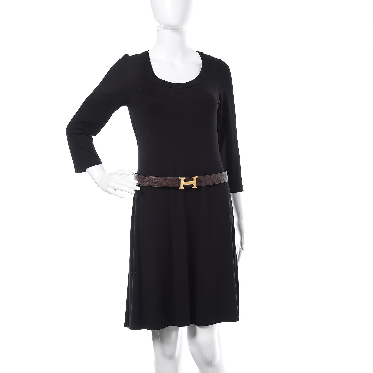 Hermes Box Togo 32mm Guilloche H Belt 95 Black Chocolate 2 of 8