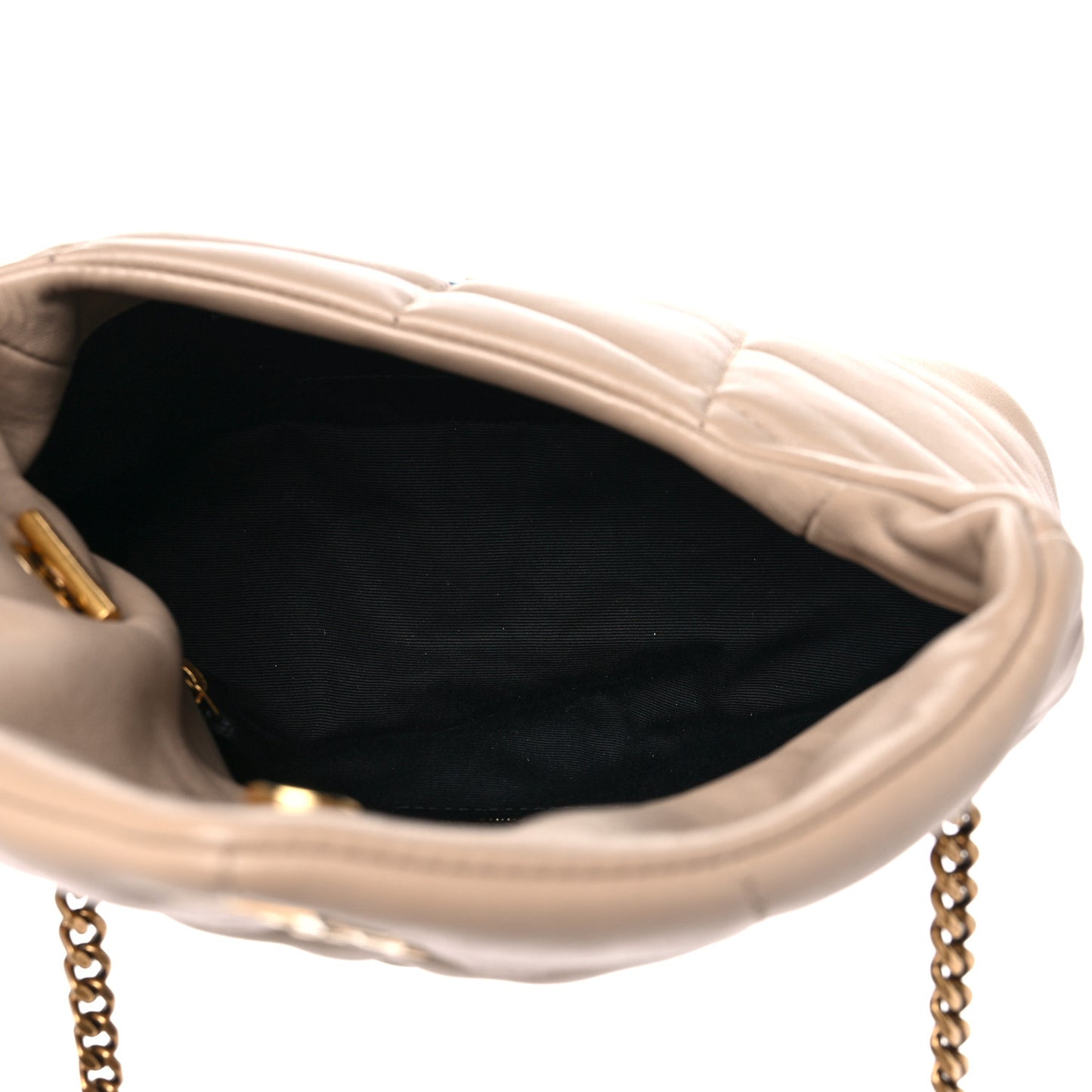 Lambskin Quilted Toy Loulou Puffer Monogram Chain Satchel Dark Beige