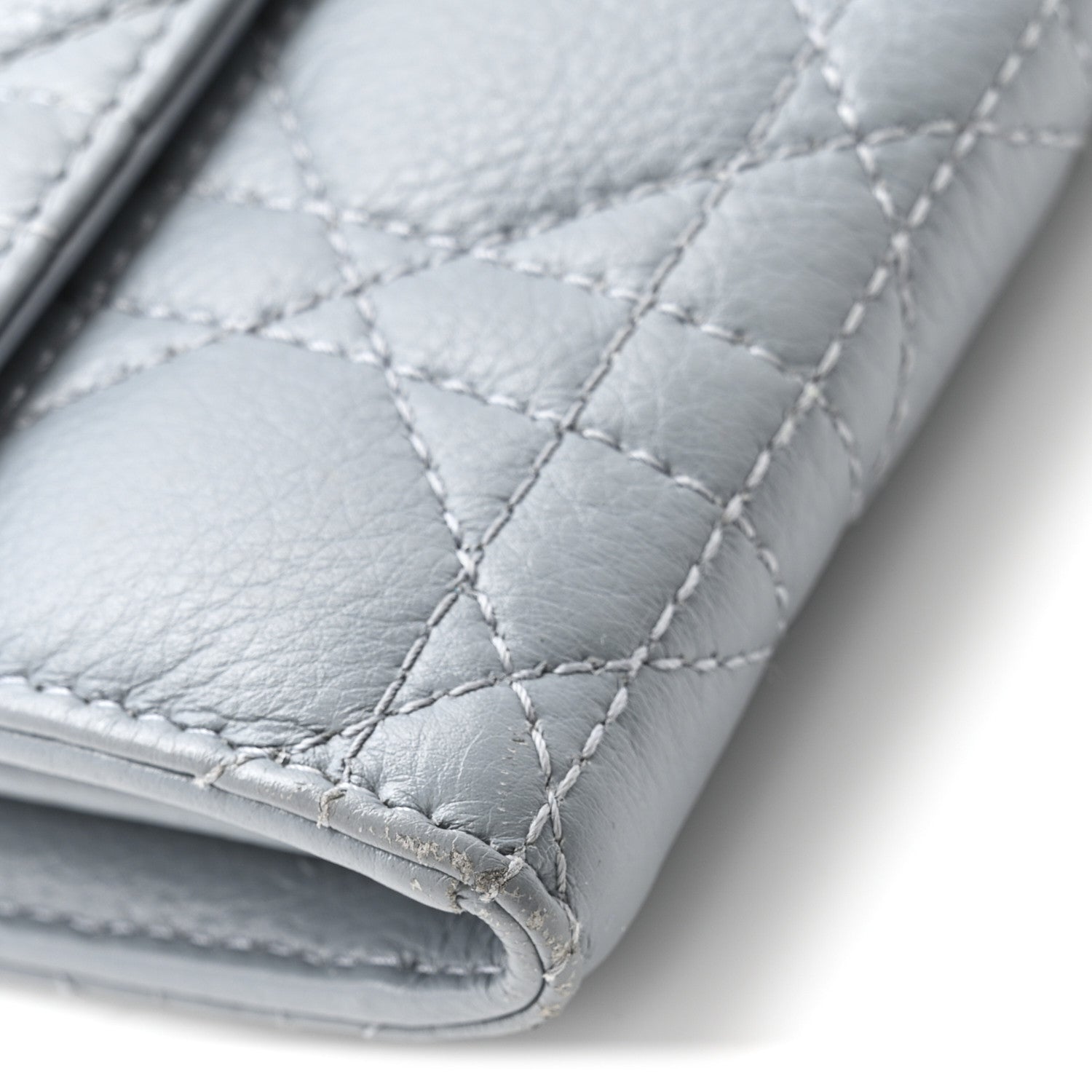 Christian Dior Supple Calfskin Cannage Caro Orchid Long Wallet Cloud Blue 9 of 12