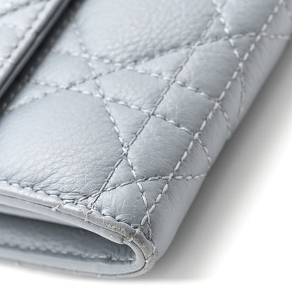 Christian Dior Supple Calfskin Cannage Caro Orchid Long Wallet Cloud Blue 9 of 12