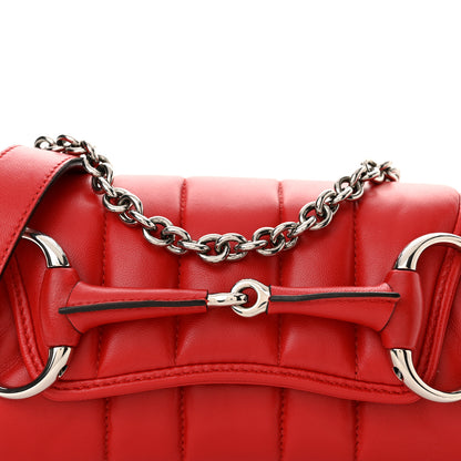Gucci Nappa Vertical Matelasse Small Maxi Horsebit Chain Shoulder Bag Beret Red 8 of 12