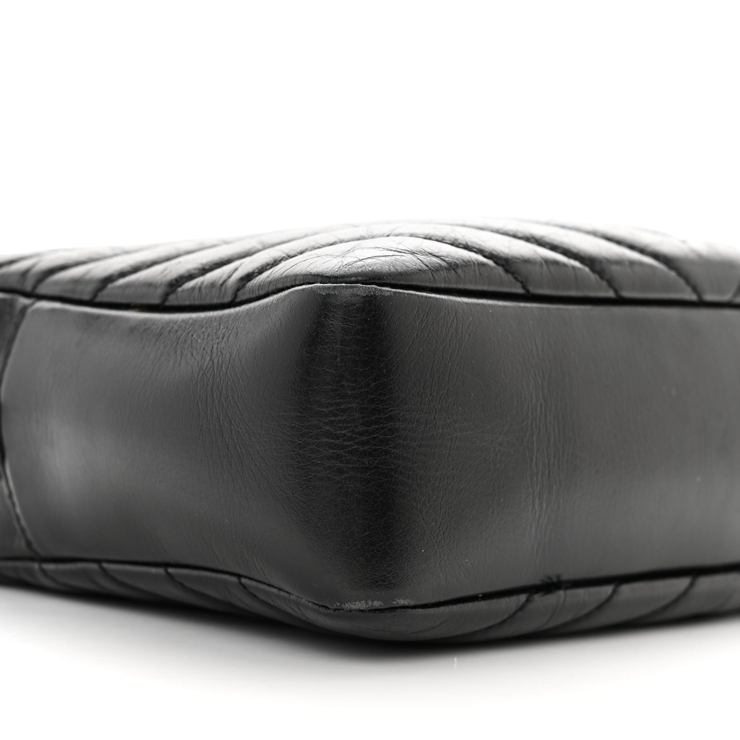 Cracked Shiny Calfskin Matelasse Monogram Lou Camera Bag Black