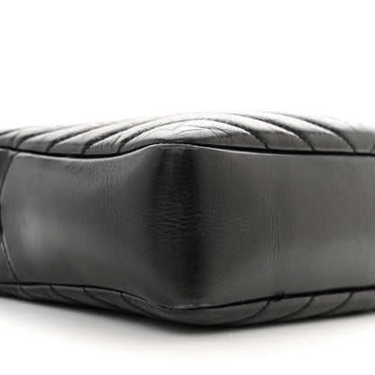 Saint Laurent Cracked Shiny Calfskin Matelasse Monogram Lou Camera Bag Black 10 of 11
