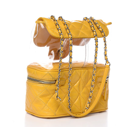 Chanel Crumpled Calfskin PVC Quilted Flap Yellow 3 of 13