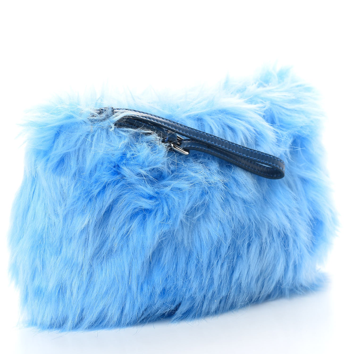 Prada Eco Pelliccia Faux Fur Wristlet Clutch Azzurro 3 of 7