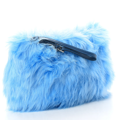 Prada Eco Pelliccia Faux Fur Wristlet Clutch Azzurro 3 of 7