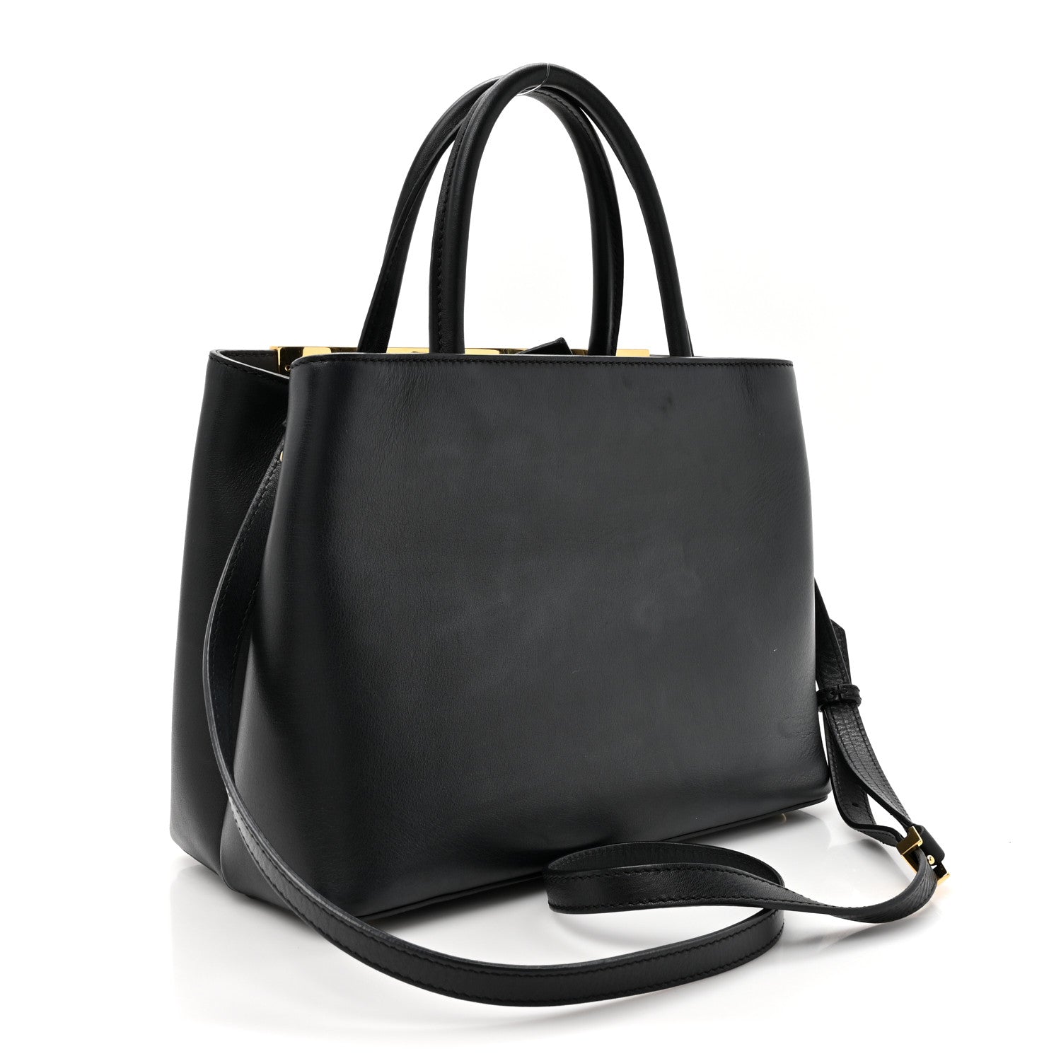 Fendi Vitello Dolce Century Petite 2Jours Tote Black Carbone 3 of 14